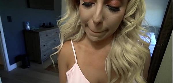  Pretty faced stepmother gives a POV blowjob lesson
